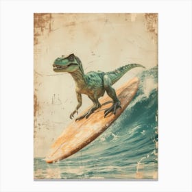 Vintage Baryonyx Dinosaur On A Surf Board              3 Canvas Print