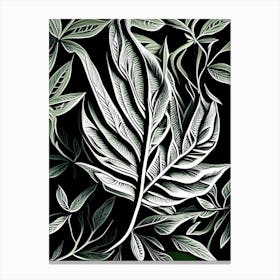 Lemon Verbena Leaf Linocut 1 Canvas Print