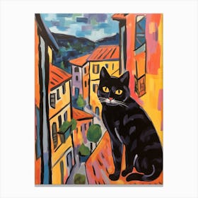 Painting Of A Cat In Perugia Italy 1 Canvas Print