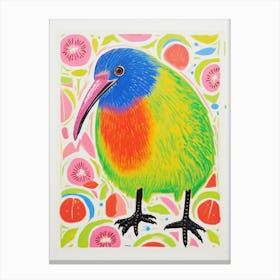 Colourful Bird Painting Kiwi 2 Canvas Print