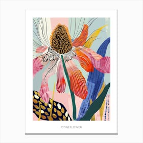 Colourful Flower Illustration Poster Coneflower 2 Canvas Print