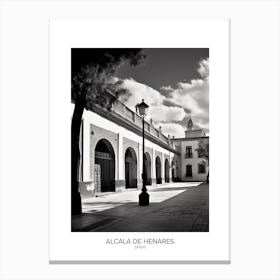 Poster Of Alcala De Henares, Spain, Black And White Analogue Photography 3 Canvas Print