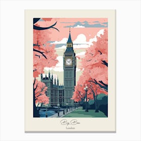 Big Ben, London   Cute Botanical Illustration Travel 10 Poster Canvas Print