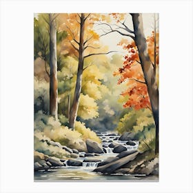 Watercolor Of A Stream 1 Canvas Print