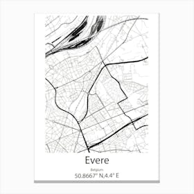 Evere,Belgium Minimalist Map Canvas Print