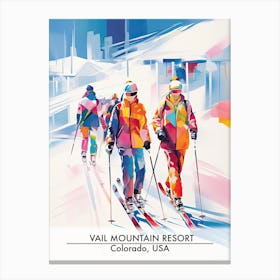 Vail Mountain Resort   Colorado Usa, Ski Resort Poster Illustration 2 Canvas Print