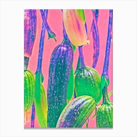 Chinese Eggplant 2 Risograph Retro Poster vegetable Canvas Print