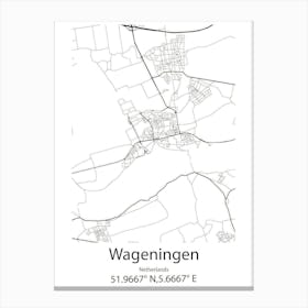 Wageningen,Netherlands Minimalist Map Canvas Print