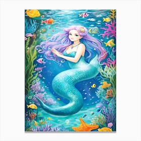 Mermaid Under The Sea Canvas Print