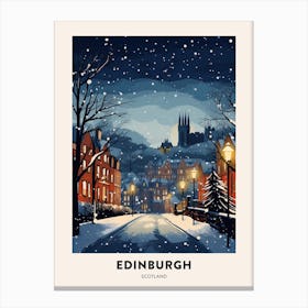 Winter Night  Travel Poster Edinburgh Scotland 7 Canvas Print