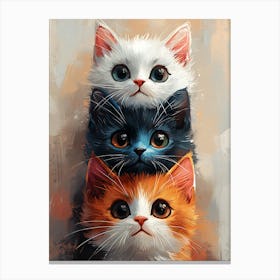 Cute Cats Stacked Together 4 Canvas Print