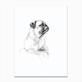 Pug Dog Charcoal Line 2 Canvas Print