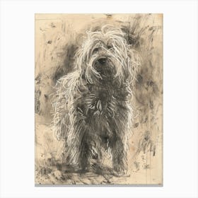 Komondor Dog Charcoal Line 2 Canvas Print