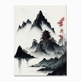 Chinese Landscape Mountains Ink Painting (4) Canvas Print
