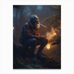 Man Smoking A Cigarette Canvas Print