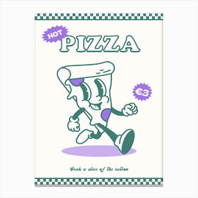 Green And Purple Retro Pizza Canvas Print