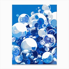 Blue Bubbles On Blue Background Canvas Print