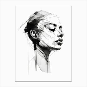Graphic Portrait of a Woman. Black and White Abstract Canvas Print