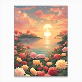Sunset Flowers Canvas Print
