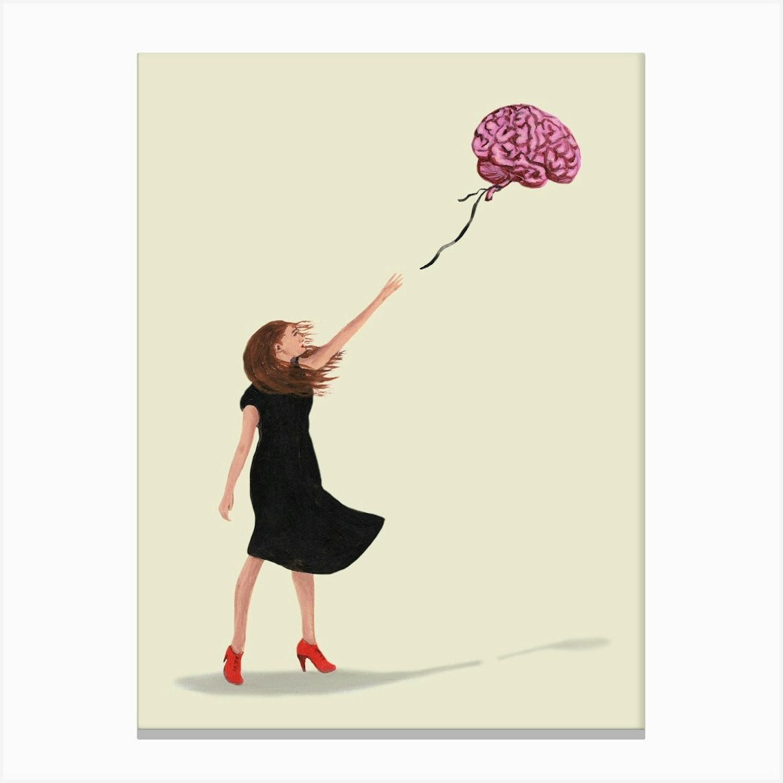 Banksy Inspired Brain Balloon Canvas Print by Coco Deparis