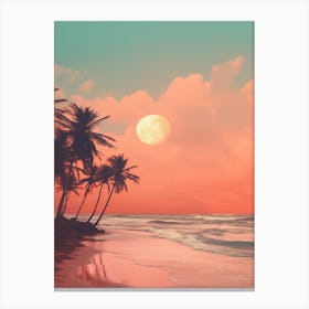 A Pink And Orange Sunset On A Beach 1 Canvas Print