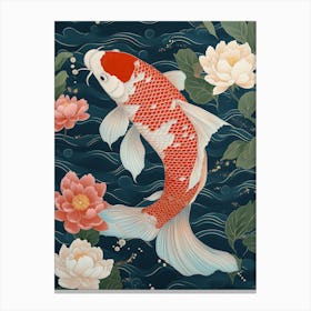 Koi Fish In Poster Vintage Canvas Print