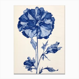 Blue Botanical Carnation 6 Canvas Print