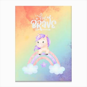 Unicorn On A Rainbow Canvas Print