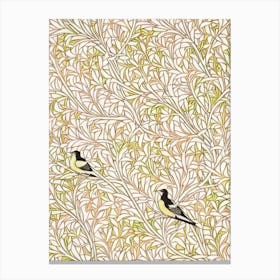 Magpie William Morris Style Bird Canvas Print
