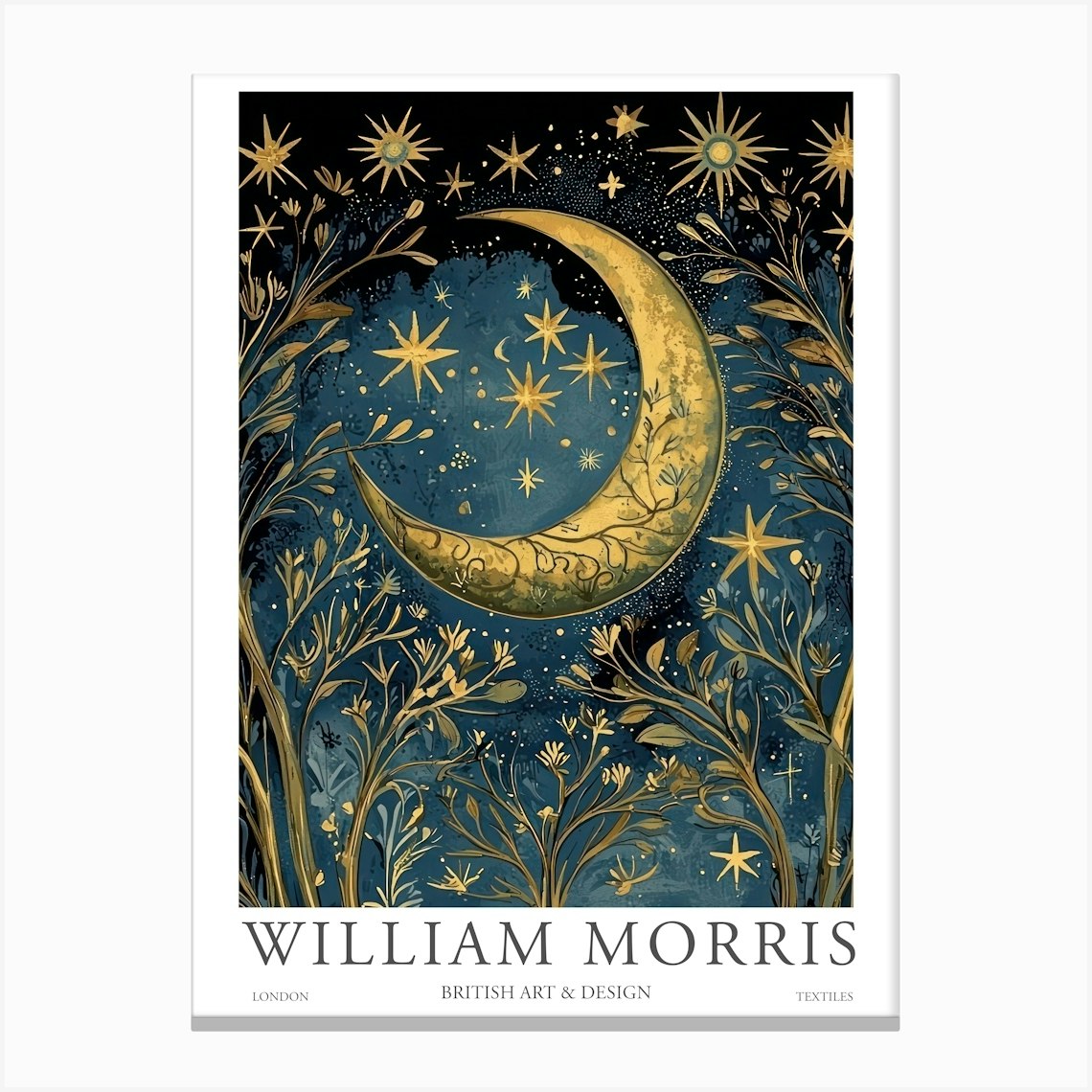 William Morris Art Sun Moon Night Eclipse Morris Exhibition Print Botanical Poster Vintage Canvas Print by Mambo