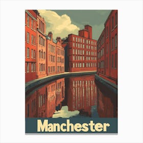 Aihrgdesign A Retro Travel Poster For Manchester 4 Canvas Print