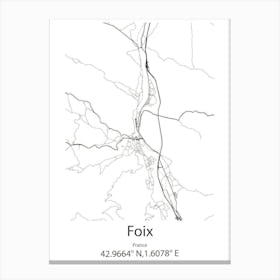 Foix,France Minimalist Map Canvas Print