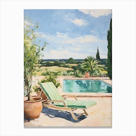Sun Lounger By The Pool In Ostuni Italy Canvas Print