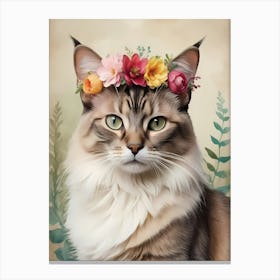 Balinese Javanese Cat With Flower Crown (28) Canvas Print