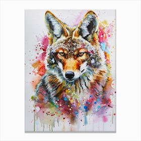 Coyote Colourful Watercolour 2 Canvas Print