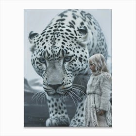 Little Girl With A Leopard Canvas Print