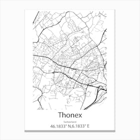 Thonex,Switzerland Minimalist Map Canvas Print