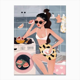 Girl In The Kitchen Canvas Print