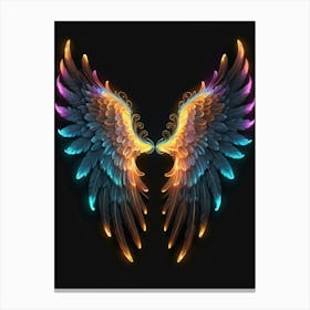 Neon Angel Wings 5 Canvas Print
