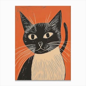 Siamese Cat Relief Illustration 2 Canvas Print