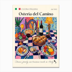 Osteria Del Camino Trattoria Italian Poster Food Kitchen Canvas Print
