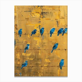 Blue Birds On A Wire 7 Canvas Print