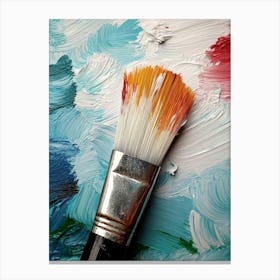 Mixing Painting On The Canvas And Paintbrush Canvas Print