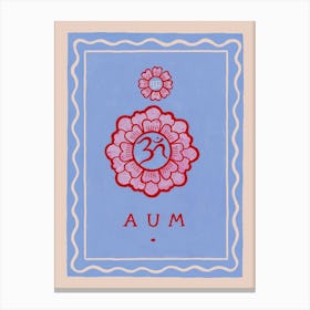 Aum Lotus Blue & Red Canvas Print
