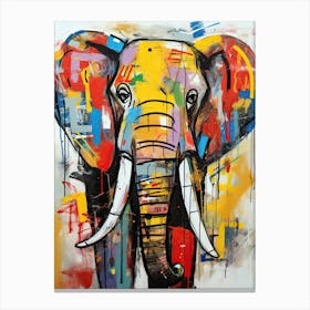 Elephant's Odyssey in Colorful Urban Hues Canvas Print