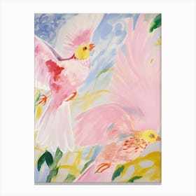 Pink Ethereal Bird Painting Finch 3 Canvas Print
