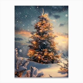 Christmas Tree In The Snow 12 Canvas Print