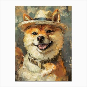 Oil Painting Smiling Shiba Inu 14 Canvas Print