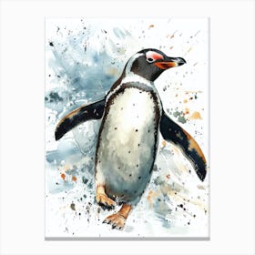 Humboldt Penguin Carcass Island Watercolour Painting 4 Canvas Print