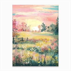 Sunset In The Meadow 3 Canvas Print